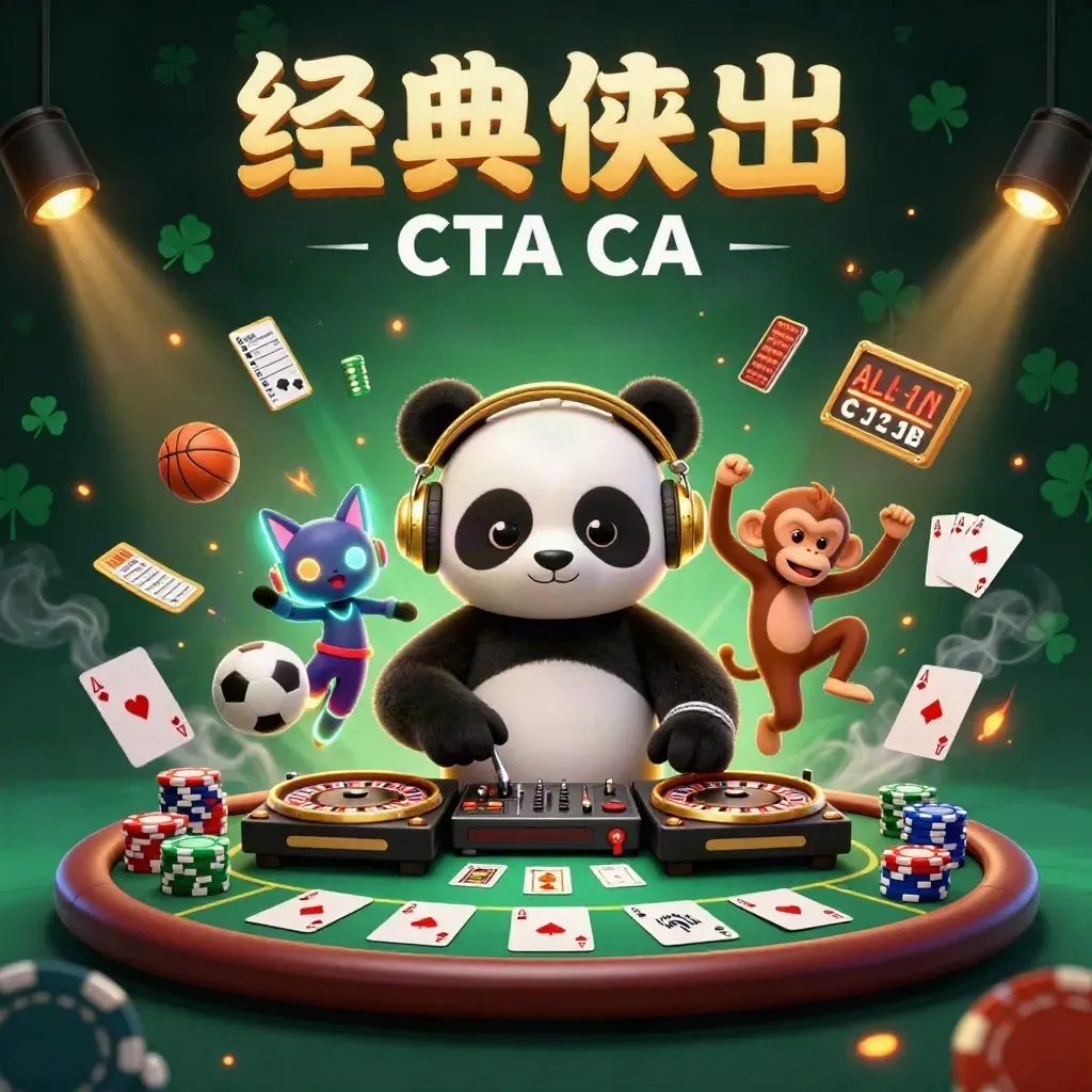 DJ panda, dancing monkey, and glow-stick kitten amid casino and sports betting glamour.